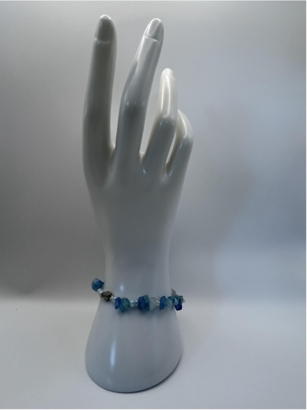 Bracelet Set Blue Glass Beaded Stretch 4 Piece Boho Stack Jewelry 7 In - Picture 4 of 8